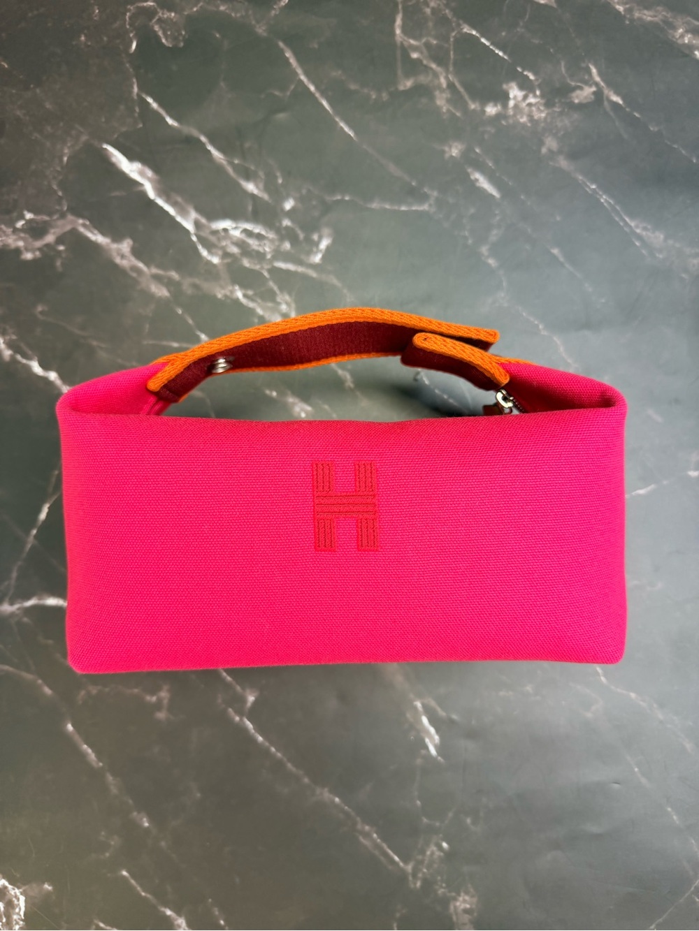 Hermes Hot Pink Canvas Bride-A-Brac Case, Small Model